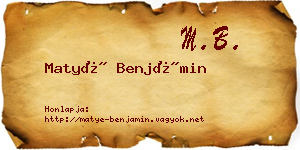 Matyé Benjámin névjegykártya